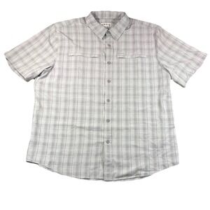 Orvis Button Down Shirt Mens‎ XXL Plaid Gray Polyester Outdoor Fishing Hiking